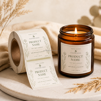 Autocollants pour bougies, papier texturé de luxe, fabricant de logos personnalisés pour l'emballage de parfums d'intérieur