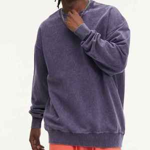 Sweat-shirt d'hiver léger délavé à l'acide avec motif grainé délavé, toucher doux et décontracté, 100 % coton, écologique, style hip-hop - Product Image 2