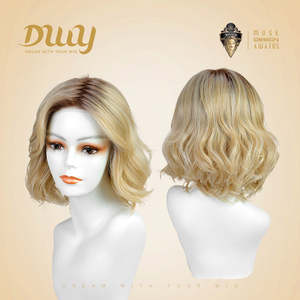 Eliana-DWY <b>Short</b> Rooted Blonde Synthetic <b>Wig</b> with Transparent Mono Lace Front Free Part - Product Image 4