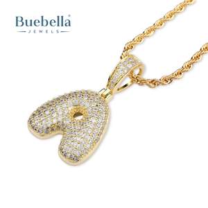 Bijoux Hip Hop personnalisés en argent 925 plaqué or 18 carats glacé 26 lettres à bulles pour Mwe - Product Image 6