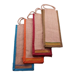 Logotipo personalizable barato yute 1 botella bolsa con correas de algodón asas para compras y promoción - Product Image 5