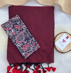 Suave Kadhi algodón Pallu adjunto Jalar y blusa de impresión digital hermoso Sari - Product Image 5