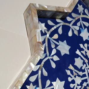 Vente en gros plateau incrusté de nacre plateau à café plateau décoratif de luxe haut de gamme design artistique pour servir mariage - Product Image 3