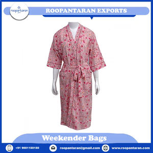 Indian Block-Printed Floral Design Kimono 100% Cotton Cambric Soft Breathable Wraparound Spaghetti Strap Free Size Beach Women's - Product Image 6