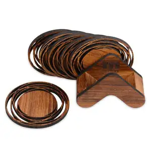 Natürliches Set von 4 Holz runden Halter Kaffeetasse halter Untersetzer für heiße und kalte Getränke Schützen Sie Home Küchentisch Büro Schreibtisch