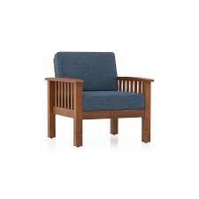 Sofá de 1 plaza hecho de marco de madera de teca maciza con cojines impermeables y resistentes al sol para una alta calidad premium - Product Image 6