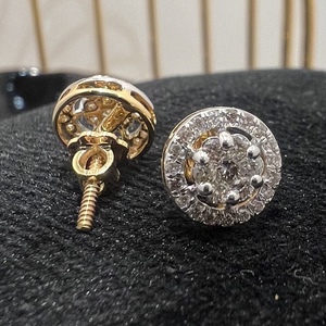 14kt Solid Yellow <b>Gold</b> <b>Earring</b> <b>Stud</b> with Real Natural Round Brilliant Cut Diamond Minimalist Timeless Everyday Elegance Jewelry - Product Image 5