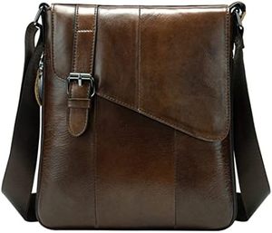 Bolso bandolera de cuero genuino para hombre de diseñador de lujo, bolso de hombro con cierre de cremallera al mejor precio - Product Image 5