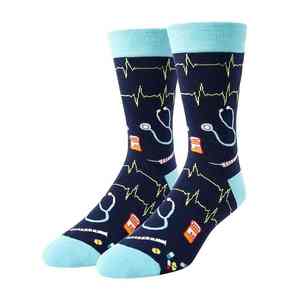 Chaussettes thermiques tricotées bleu-noir personnalisées 2026 – Design hivernal tendance, écologiques, respirantes, antibactériennes, OEM, sublimation 10 - Product Image 5