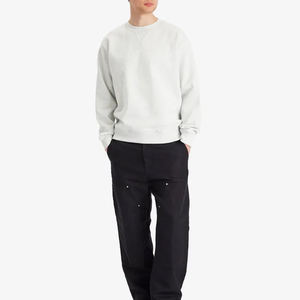 Sweat-shirt à col rond en tricot gris uni pour homme, fabrication sur mesure OEM, épaules tombantes - Product Image 4