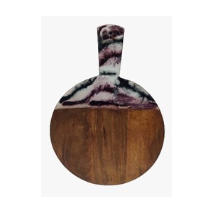 Tabla de servir redonda de madera personalizada al por mayor con temática de ángel de resina, modelo de pintura de estilo artificial, artesanías de resina - Product Image 6