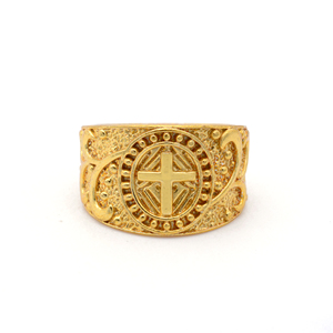 Bague Chevalière Croix de la Foi en Laiton Plaqué Or 18 carats, Symbole Chrétien Sacré, Spirituelle et Religieuse, Vente en Gros, Unisexe - Product Image 5