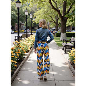 Pijama de Verano para Mujer Evolve, de Algodón Suave, con Cuello de Lazo, Bolsillos Laterales, Cintura Ajustable y Estampado Completo - Product Image 1