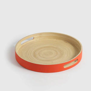 Bandeja Redonda de Bambú Hilado de Colores, Juego de Aperitivos Hecho a Mano para Hotel, Restaurante, Buffet y Comedor en Casa - Product Image 2