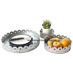 Top Demand Galvanized Round Metal Serving Tray Farmhouse para plantas y decoración navideña a precios asequibles de proveedores de confianza - Product Image 4