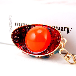 Porte-clés en alliage de zinc en forme de <span class=keywords><strong>lingot</strong></span> d'or, pendentif en métal doré, orange et transparent pour clés de voiture, sacs, boutique de cadeaux, vente en gros - Product Image 3