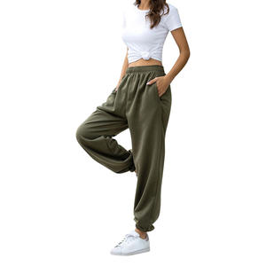 Pantalons de jogging pour femmes à taille haute, amples, décontractés, à jambes larges, avec cordon de serrage, élastiques, pantalons de sport - Product Image 3