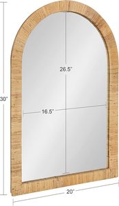 Miroir mural en osier arqué en bois, produit fait à la main, haut de gamme, style bohème, le best-seller le plus populaire. - Product Image 4