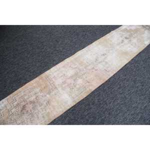 พรมวินเทจขนาดเล็ก, พรมตุรกีขนาด 1.9x9.8 ฟุต, พรมสีน้ำตาล พรมขนสัตว์ - Product Image 2