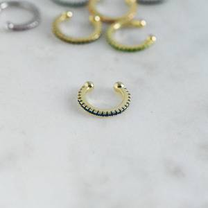Brilliant Shape <b>Blue</b> <b>Sapphire</b> Stone 925 Solid Pure Sterling Silver Bezel Setting Cuff <b>Earring</b> Gift Jewellery Birthstone Party - Product Image 2