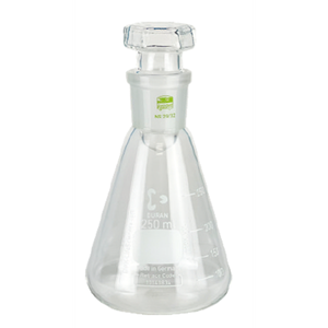 Collo di Erlenmeyer con giunto standard e graduazione, vetro borosilicato 3.3, incluso tappo - Product Image 1