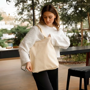 Easy-Carry Medium Cotton Tote <b>Bag</b> with <b>Long</b> Handle Eco-Friendly and Recyclable for Foods Advertising Gifts - Product Image 3