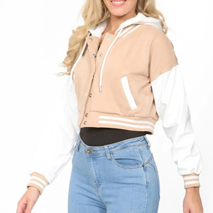 แจ็กเก็ตแฟชั่นแบบครอปสำหรับผู้หญิงเสื้อแจ็คเก็ตเบสบอลสำหรับผู้หญิงเสื้อโค้ทฤดูใบไม้ร่วง - Product Image 3