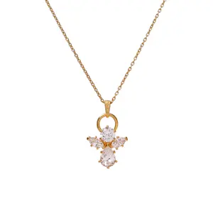 Women's Trendy 18K Gold Plating Angel Pendant Necklace with Cubic Zircon Diamond Pearl for Engagement 100% Rose Gold Material - Product Image 3