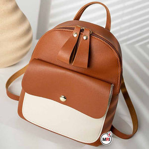 Sac à dos tendance en cuir PU bicolore, style nouveau, OEM, pour filles, école et voyage, fermeture éclair unie, sac à bandoulière souple - Product Image 4