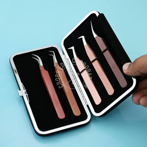 Pince à épiler professionnelle pour extensions de cils, pointe en fibre, 45 et 90 degrés, forme en L, pointe en X, volume intense, courbée, outil classique pour cils russes – Meilleure vente - Product Image 1