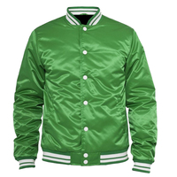 Blouson universitaire décontracté en satin pour homme, style basket-ball et baseball, grande taille, hiver, lavé, réversible, coupe-vent, à capuche, boutonné