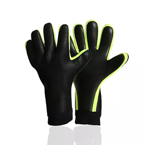 Gants de gardien de but à six doigts noirs et jaune néon avec poignée antidérapante pour l'entraînement de football et l'utilisation de match - Product Image 1