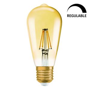 Bombilla LED Edison Vintage de 1906 con filtro, forma de pera, cristal, regulable, E27, 6.5W, 2400K, 725Lm. (Osram 081514) - Product Image 1