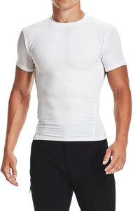 Mayorista Fabricante Mangas Cortas Hombres Gimnasio Desgaste Compresión Camiseta Pullover Estilo Sólido Elástico OEM Servicio Activewear - Product Image 3