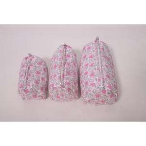 Indian Cotton Durable <b>Large</b> Capacity Waterproof Fashion Portable Travel Makeup <b>Bag</b> Printed Zipper for <b>Cosmetic</b> Pouch - Product Image 3