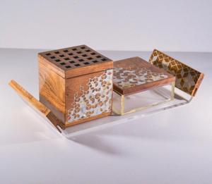 Good Quality Simple <b>Islamic</b> Wood & Resin Incense Burner <b>Gift</b> Set Decorative Oud Bakhoor Burner Eco-Friendly - Product Image 5