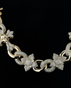 Chaîne cubaine personnalisée en argent sterling 925, collier cubain, nouveau design, fleur avec croix, hip-hop, chaîne cubaine sertie de moissanite - Product Image 5