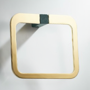 Anneau porte-serviette mural en laiton vert et or de luxe, porte-serviette à main pour salle de bain, accessoires de salle de bain de luxe - Product Image 1