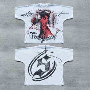 Mode nouvelle conception personnalisée graphique t-shirts pour hommes décontracté Streetwear personnalité tendance amusant imprimé col rond à manches courtes t-shirts - Product Image 2