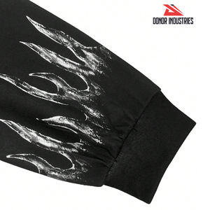 Black High Quality Winter Casual Solid <b>Fleece</b> Cotton Eco-Friendly Digital Printed <b>Men's</b> Sweat Shirts with Own Design - Product Image 4