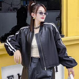 Manteau à manches longues imprimé hip-hop rétro pour femmes veste de style moto à la mode pour les vêtements de sport d'automne et d'hiver avec revers - Product Image 2