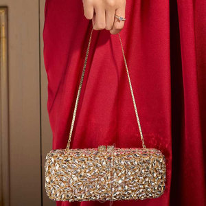 Chaque instant est inoubliable, pierres entièrement taillées en cristal, cadre doré, chaîne en fer doré, pochettes pour femmes - Product Image 3