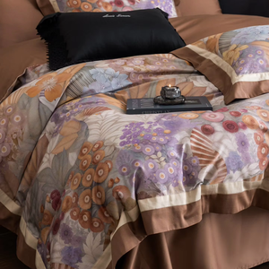OEM/ODM, 100% coton, impression numérique, 4 pièces, housse <span class=keywords><strong>de</strong></span> <span class=keywords><strong>couette</strong></span> <span class=keywords><strong>de</strong></span> luxe à bordure large, drap <span class=keywords><strong>de</strong></span> lit doux et respirant pour hôtel, ensemble <span class=keywords><strong>de</strong></span> literie pour la maison - Product Image 6