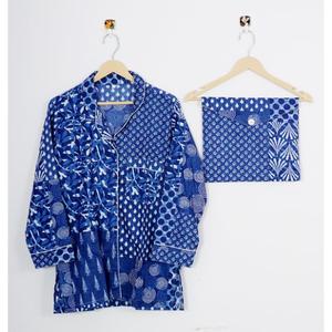 Conjunto de pijama de dos piezas de algodón 100% con estampado Floral Vintage para mujer, vestido de noche informal con detalle de botones - Product Image 4