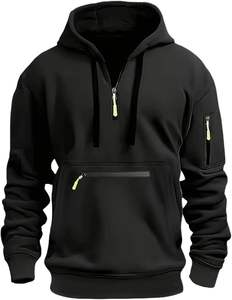 Men's Tactical Sweatshirt Solid Quarter <b>Zip</b> Pullover <b>Hoodie</b> <b>Pockets</b> Workout Running Active Made Fleece Fabric Sports industry - Product Image 1