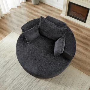 Canapé d'appoint rond côtelé avec coussins pour appartement, hôtel, mobilier d'intérieur, fourniture contractuelle - Product Image 4