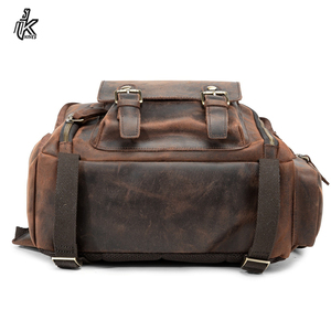 Mini mochila para portátil Vintage Unisex, cuero PU de grano completo, cierre de cremallera, función antirrobo USB, viaje, aventura, OEM, venta al por mayor - Product Image 5