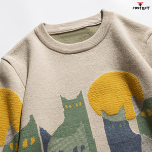 Pull en cachemire et laine à col rond imprimé à la mode, logo sur le devant, pour homme, hiver, anti-froissement, séchage rapide - Product Image 3