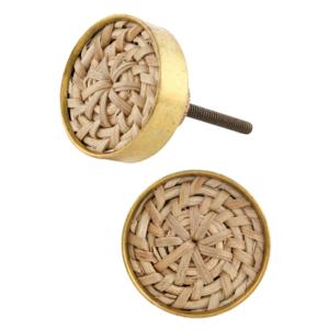 Boutons en corne d'os en résine de laiton de rotin tissé moderne pour armoires armoires artisanales commodes cuisines chambres à coucher - Product Image 1