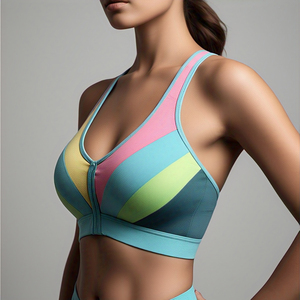 Sujetador deportivo de compresión con espalda de corredor para mujer, sujetador de compresión de cuello alto para mujer, sujetadores de ropa deportiva para entrenamiento de poliéster 100% para mujer - Product Image 3